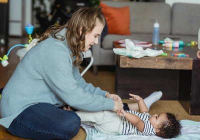 Infants in a nurturing daycare setting