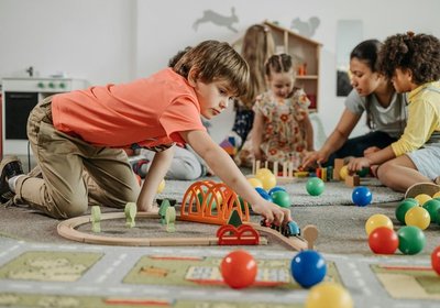School-age children reading and learning